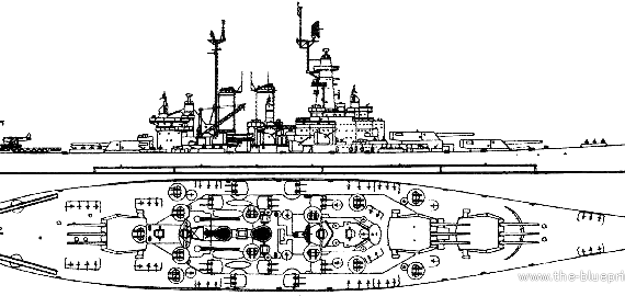 Боевой корабль USS BB-56 Washington [Battleship] - чертежи, габариты, рисунки